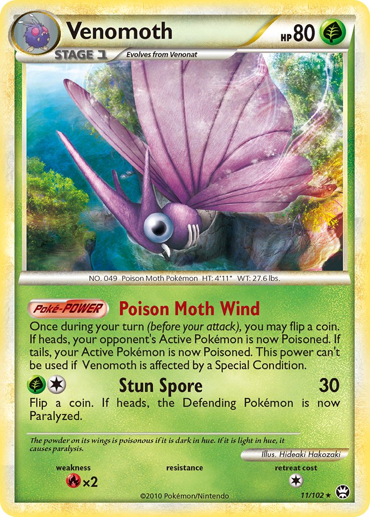 Venomoth (11/102) (Theme Deck Exclusive) [HeartGold & SoulSilver: Triumphant] | Devastation Store