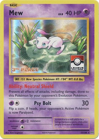 Mew (53/108) (League Promo 3rd Place) [XY: Evolutions] | Devastation Store