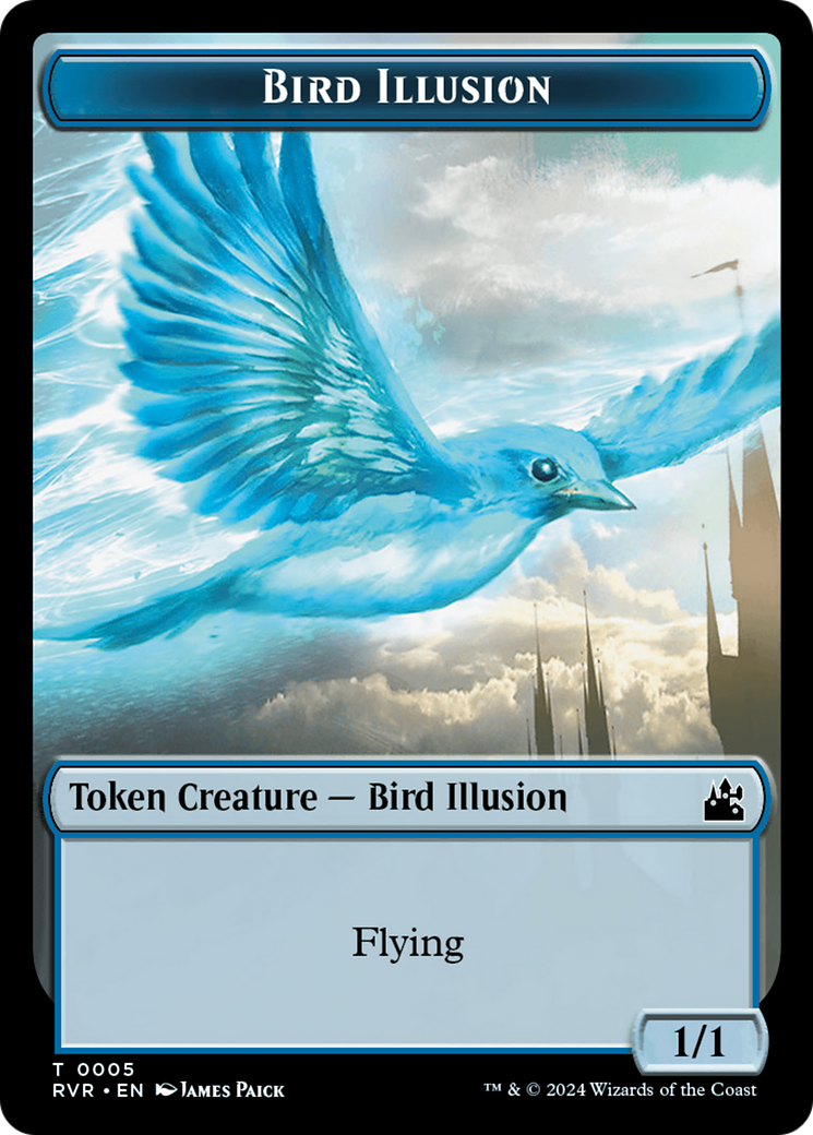 Elf Knight // Bird Illusion Double-Sided Token [Ravnica Remastered Tokens] | Devastation Store