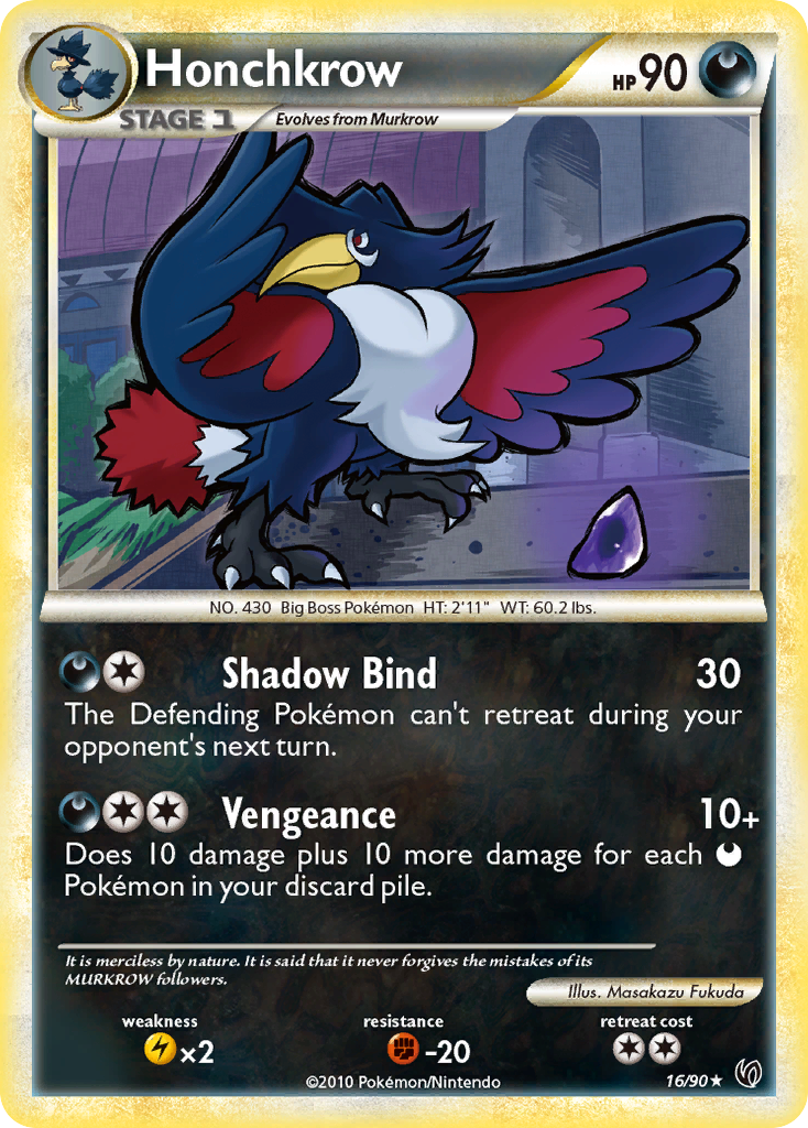 Honchkrow (16/90) [HeartGold & SoulSilver: Undaunted] | Devastation Store