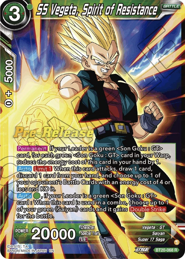 SS Vegeta, Spirit of Resistance (BT20-068) [Power Absorbed Prerelease Promos] | Devastation Store