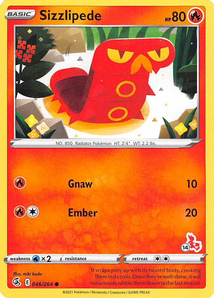 Sizzlipede (046/264) (Cinderace Stamp #14) [Battle Academy 2022] | Devastation Store