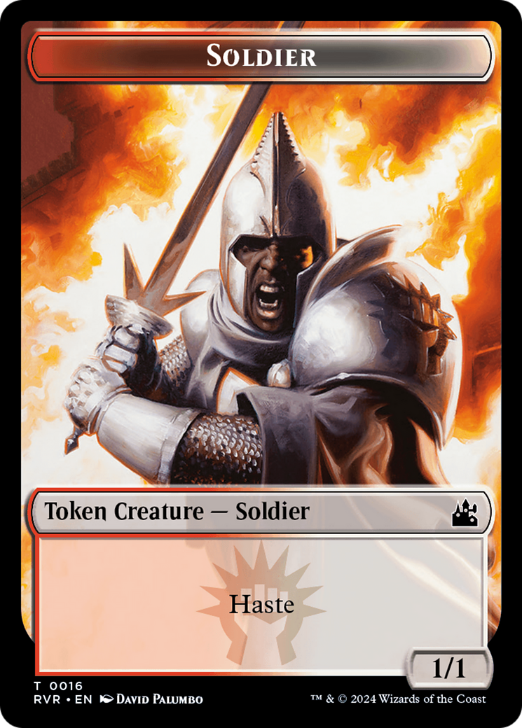 Elf Knight // Soldier Double-Sided Token [Ravnica Remastered Tokens] | Devastation Store