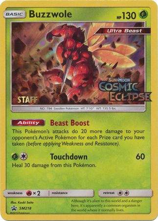Buzzwole (SM218) (Staff Prerelease Promo) [Sun & Moon: Black Star Promos] | Devastation Store