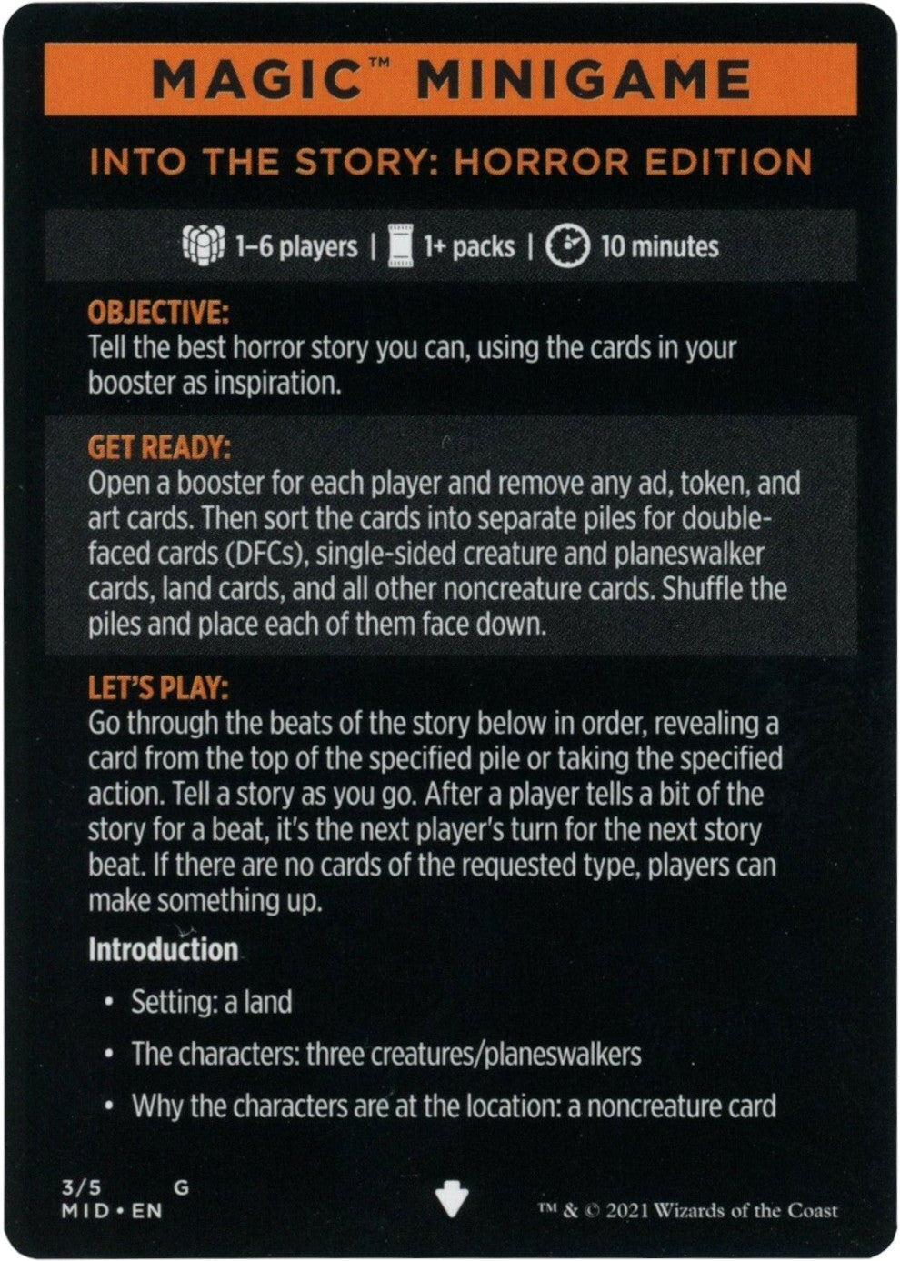 Into the Story: Horror Edition (Magic Minigame) [Innistrad: Midnight Hunt Minigame] | Devastation Store