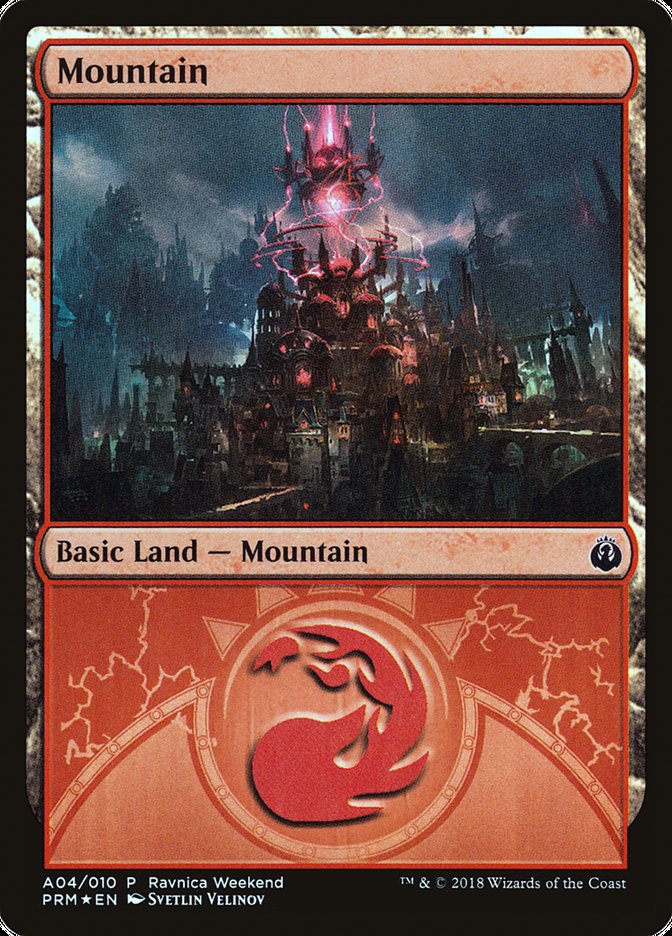Mountain (A04) [Guilds of Ravnica Ravnica Weekend] | Devastation Store
