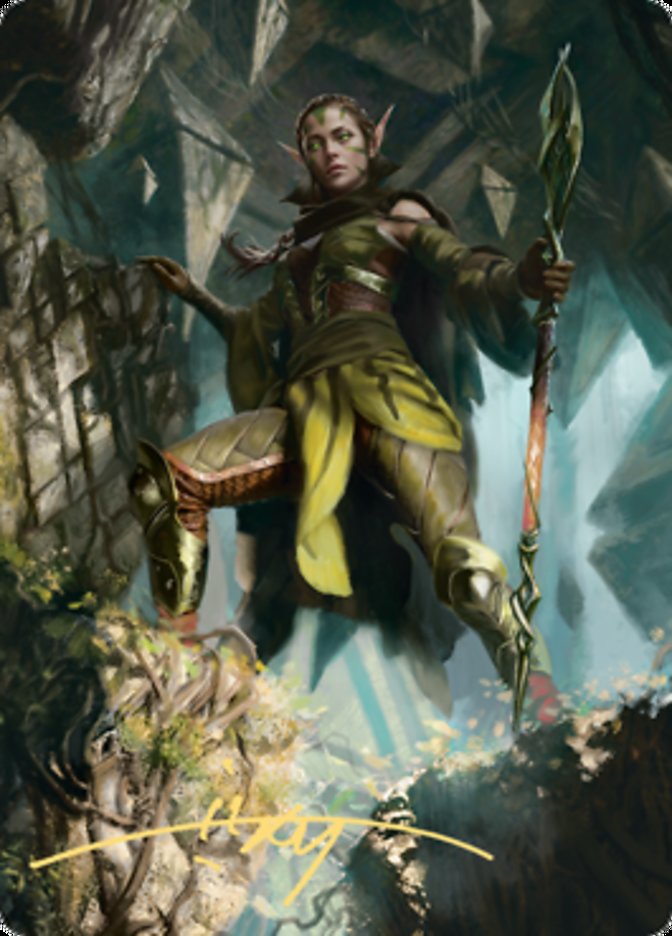 Nissa of Shadowed Boughs 1 Art Card (Gold-Stamped Signature) [Zendikar Rising Art Series] | Devastation Store