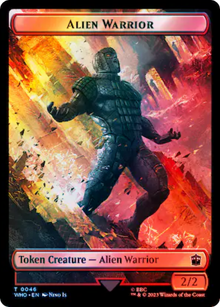 Alien // Alien Warrior Double-Sided Token (Surge Foil) [Doctor Who Tokens] | Devastation Store