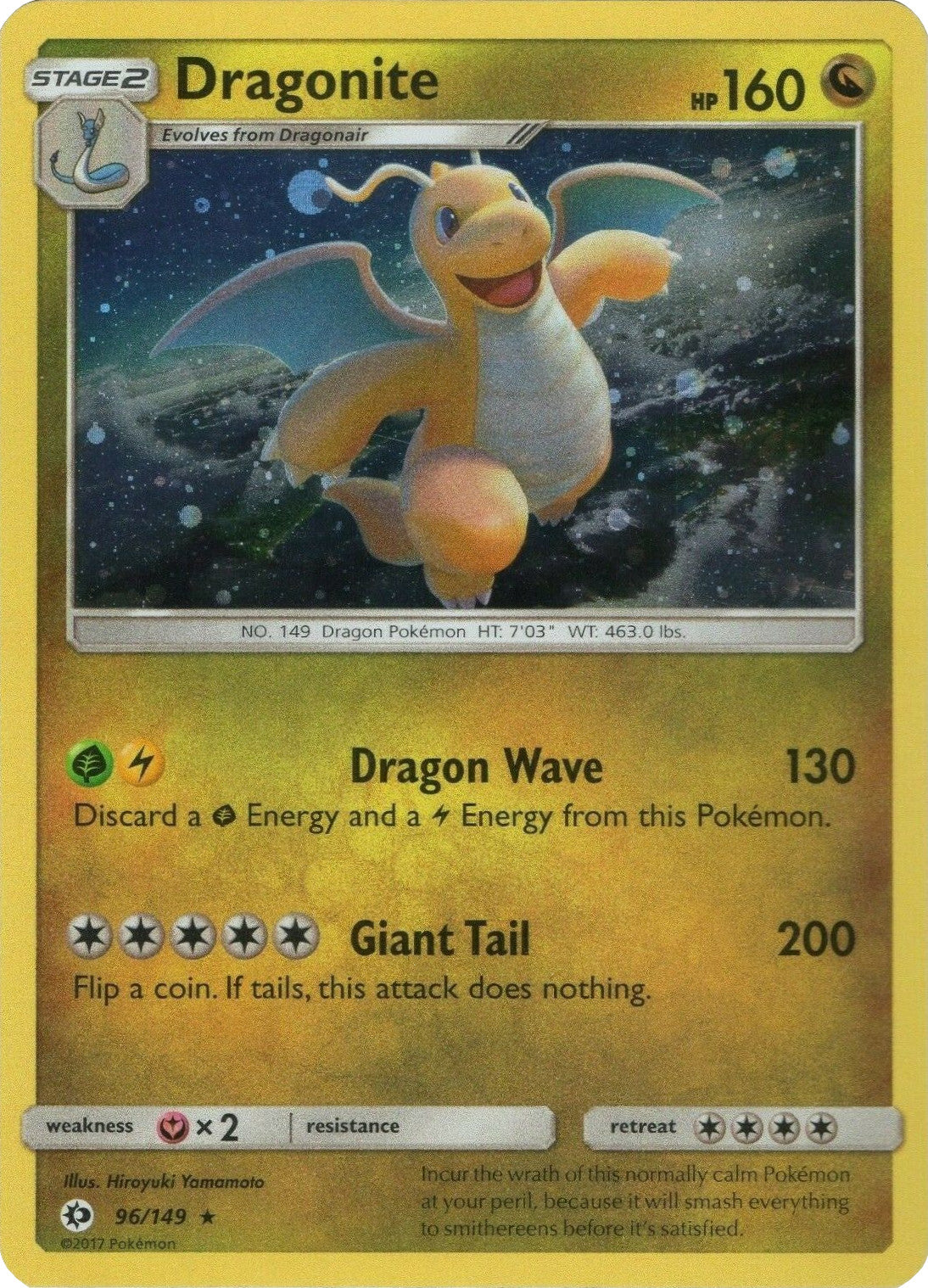 Dragonite (96/149) (Cosmos Holo) [Sun & Moon: Base Set] | Devastation Store