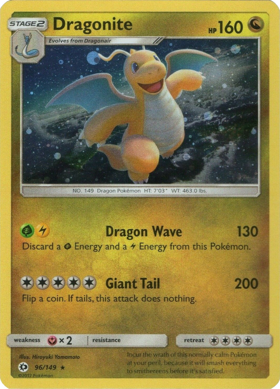 Dragonite (96/149) (Cosmos Holo) [Sun & Moon: Base Set] | Devastation Store