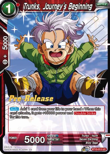 Trunks, Journey's Beginning (BT15-013) [Saiyan Showdown Prerelease Promos] | Devastation Store