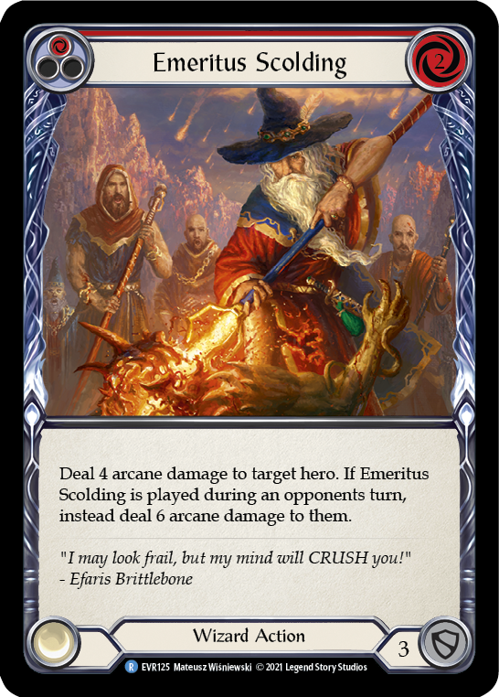 Emeritus Scolding (Red) [EVR125] (Everfest)  1st Edition Rainbow Foil | Devastation Store