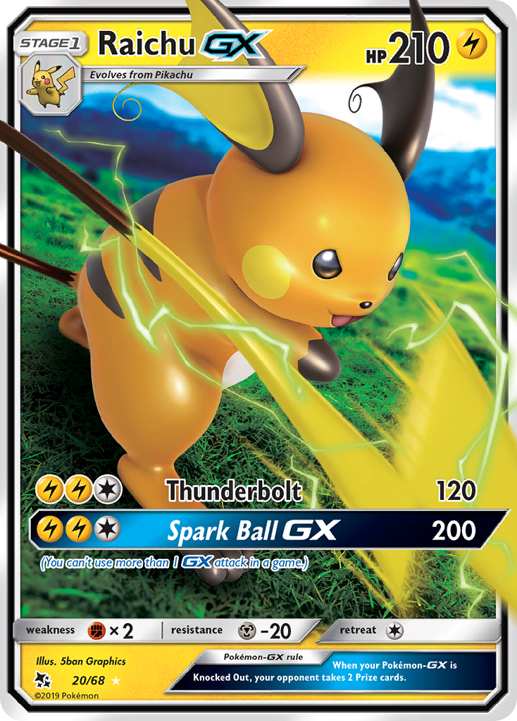 Raichu GX (20/68) [Sun & Moon: Hidden Fates] | Devastation Store