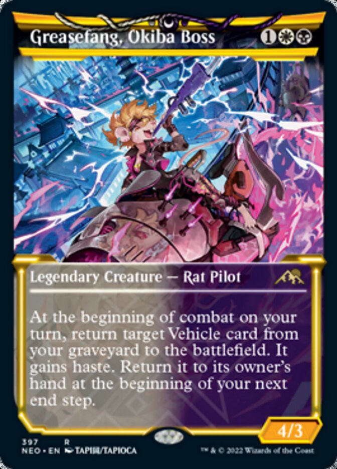 Greasefang, Okiba Boss (Showcase Soft Glow) [Kamigawa: Neon Dynasty] | Devastation Store