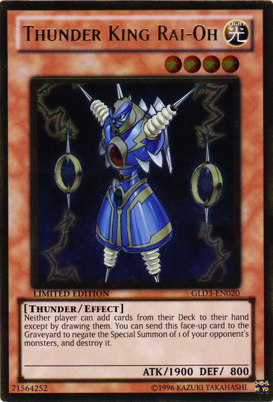 Thunder King Rai-Oh [GLD3-EN020] Gold Rare | Devastation Store