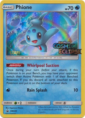 Phione (SM220) (Staff Prerelease Promo) [Sun & Moon: Black Star Promos] | Devastation Store