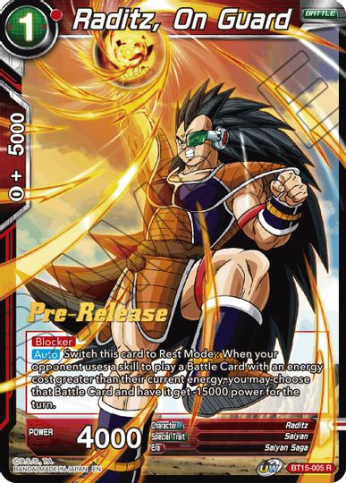 Raditz, On Guard (BT15-005) [Saiyan Showdown Prerelease Promos] | Devastation Store