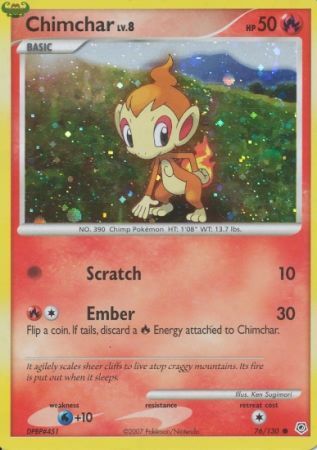 Chimchar (76/130) (Cosmos Holo) [Diamond & Pearl: Base Set] | Devastation Store