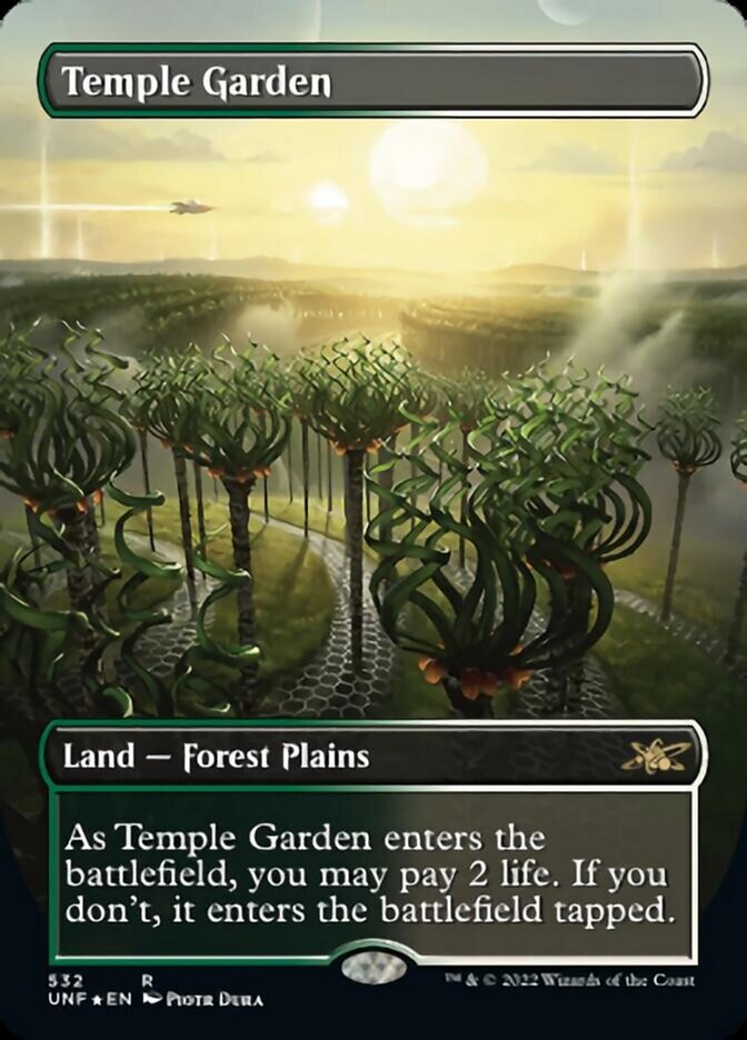 Temple Garden (Borderless) (Galaxy Foil) [Unfinity] | Devastation Store
