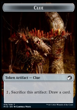 Clue // Zombie (015) Double-sided Token [Innistrad: Midnight Hunt Tokens] | Devastation Store