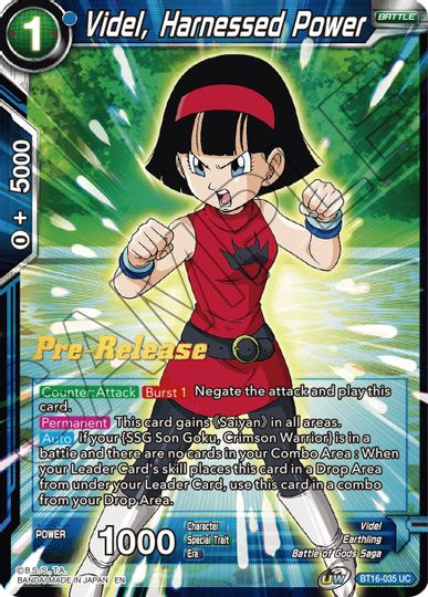 Videl, Harnessed Power (BT16-035) [Realm of the Gods Prerelease Promos] | Devastation Store