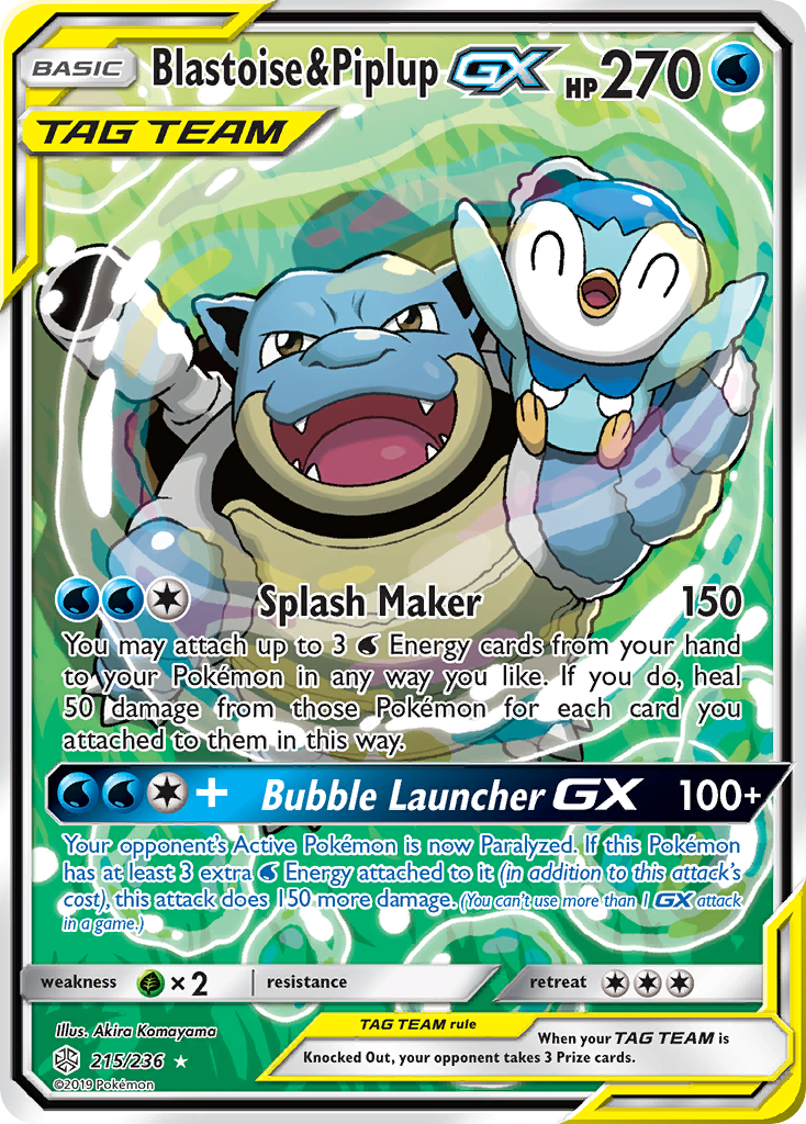 Blastoise & Piplup GX (215/236) [Sun & Moon: Cosmic Eclipse] | Devastation Store