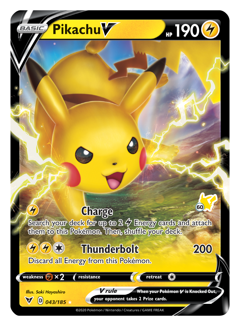 Pikachu V (043/185) (Pikachu Stamp #60) [Battle Academy 2022] | Devastation Store