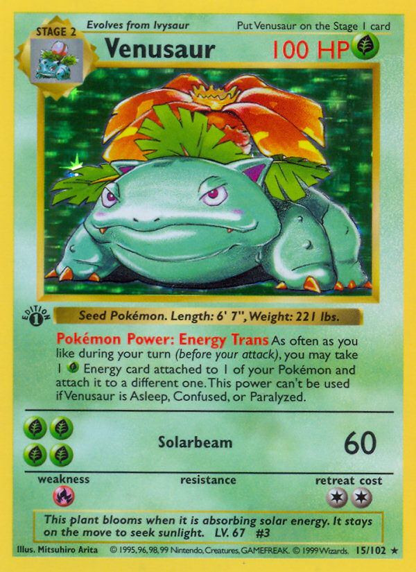 Venusaur (15/102) (Shadowless) [Base Set 1st Edition] | Devastation Store