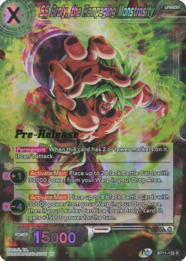 SS Broly, the Rampaging Monstrosity (BT11-125) [Vermilion Bloodline Prerelease Promos] | Devastation Store