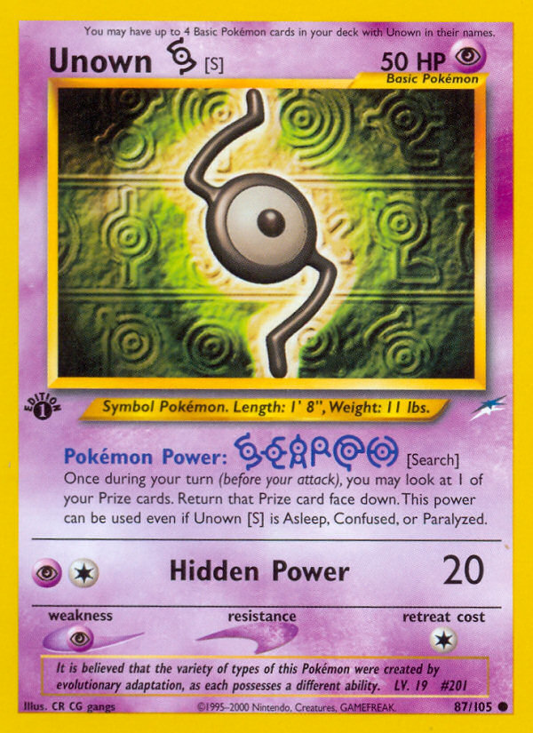 Unown [S] (87/105) [Neo Destiny 1st Edition] | Devastation Store
