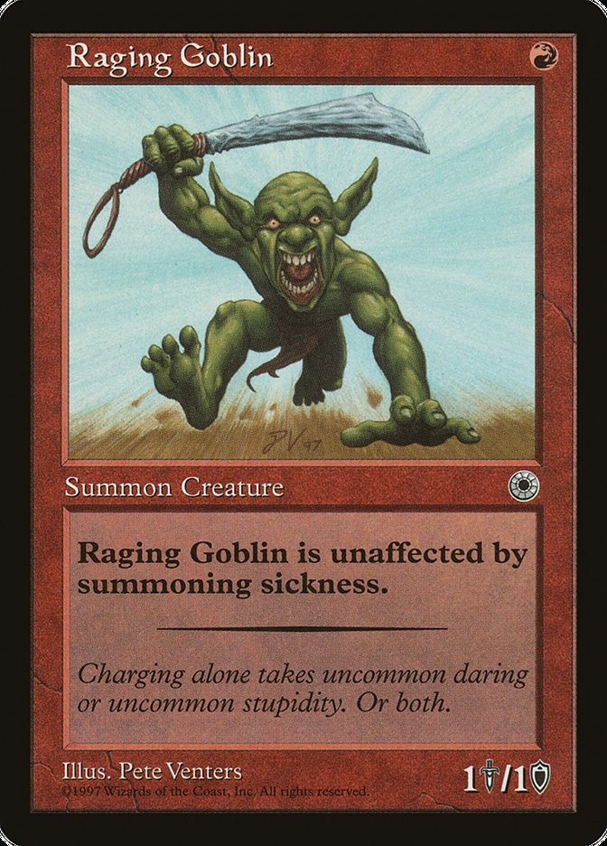 Raging Goblin (With Flavor Text) [Portal] | Devastation Store