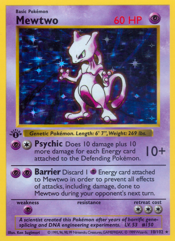 Mewtwo (10/102) (Shadowless) [Base Set 1st Edition] | Devastation Store