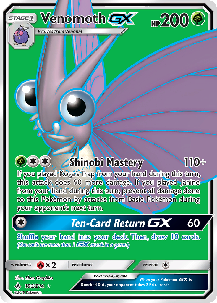 Venomoth GX (193/214) [Sun & Moon: Unbroken Bonds] | Devastation Store