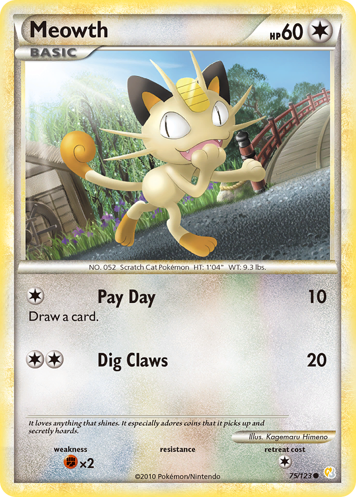 Meowth (75/123) [HeartGold & SoulSilver: Base Set] | Devastation Store