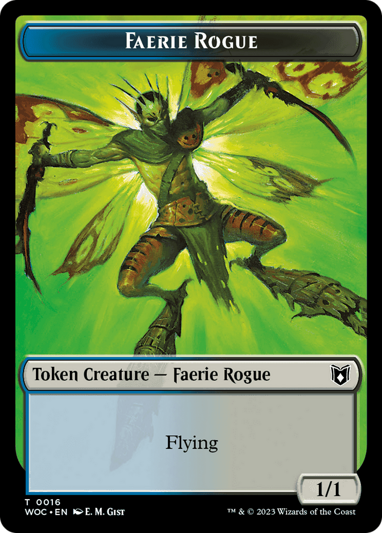 Faerie Rogue // Faerie (0016) Double-Sided Token [Wilds of Eldraine Commander Tokens] | Devastation Store