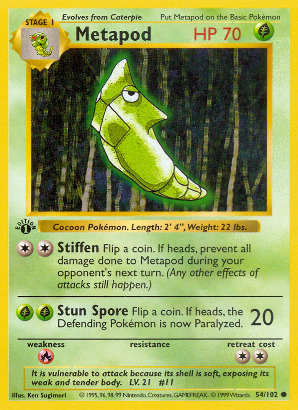 Metapod (54/102) (Shadowless) [Base Set 1st Edition] | Devastation Store