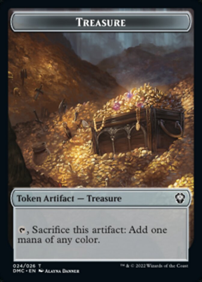 Ravagan // Treasure Double-sided Token [Dominaria United Commander Tokens] | Devastation Store