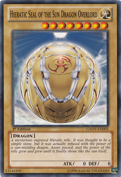 Hieratic Seal of the Sun Dragon Overlord [GAOV-EN002] Common | Devastation Store