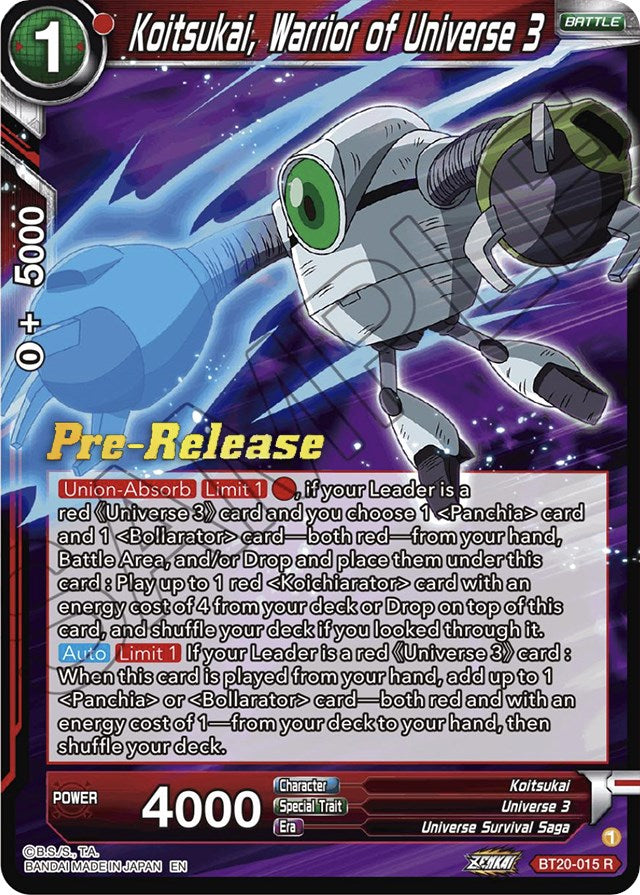 Koitsukai, Warrior of Universe 3 (BT20-015) [Power Absorbed Prerelease Promos] | Devastation Store