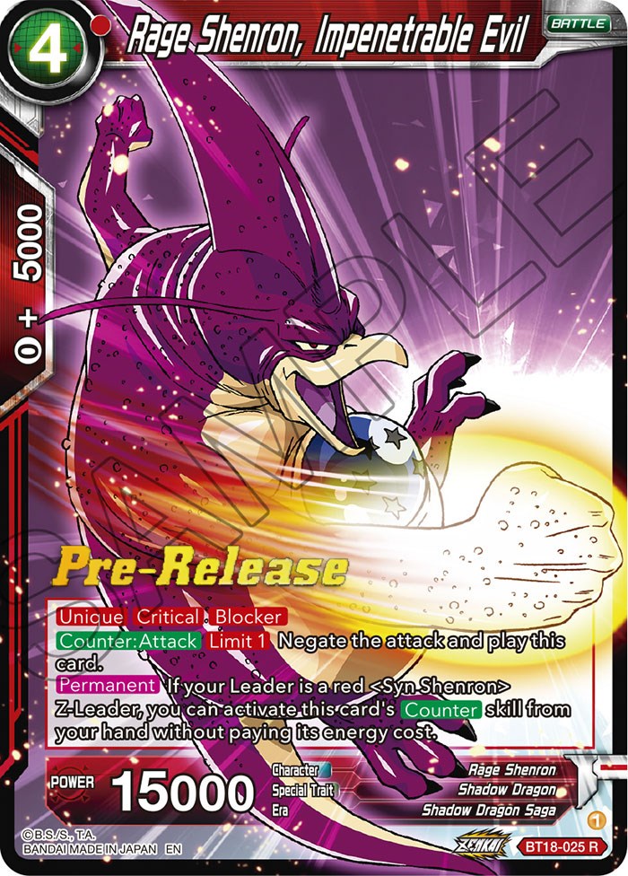 Rage Shenron, Impenetrable Evil (BT18-025) [Dawn of the Z-Legends Prerelease Promos] | Devastation Store