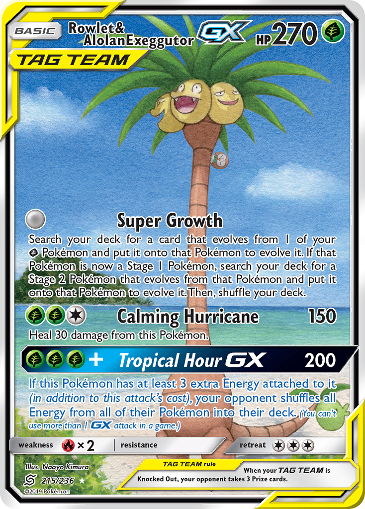 Rowlet & Alolan Exeggutor GX (215/236) [Sun & Moon: Unified Minds] | Devastation Store