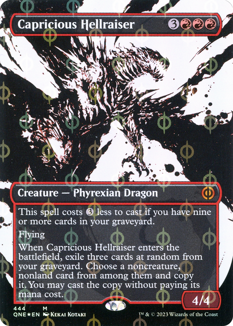 Capricious Hellraiser (Borderless Ichor Step-and-Compleat Foil) [Phyrexia: All Will Be One] | Devastation Store