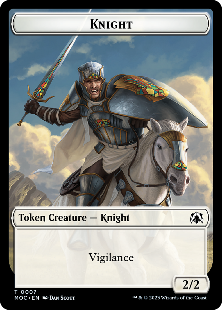 Knight (7) // Spirit (14) Double-Sided Token [March of the Machine Commander Tokens] | Devastation Store