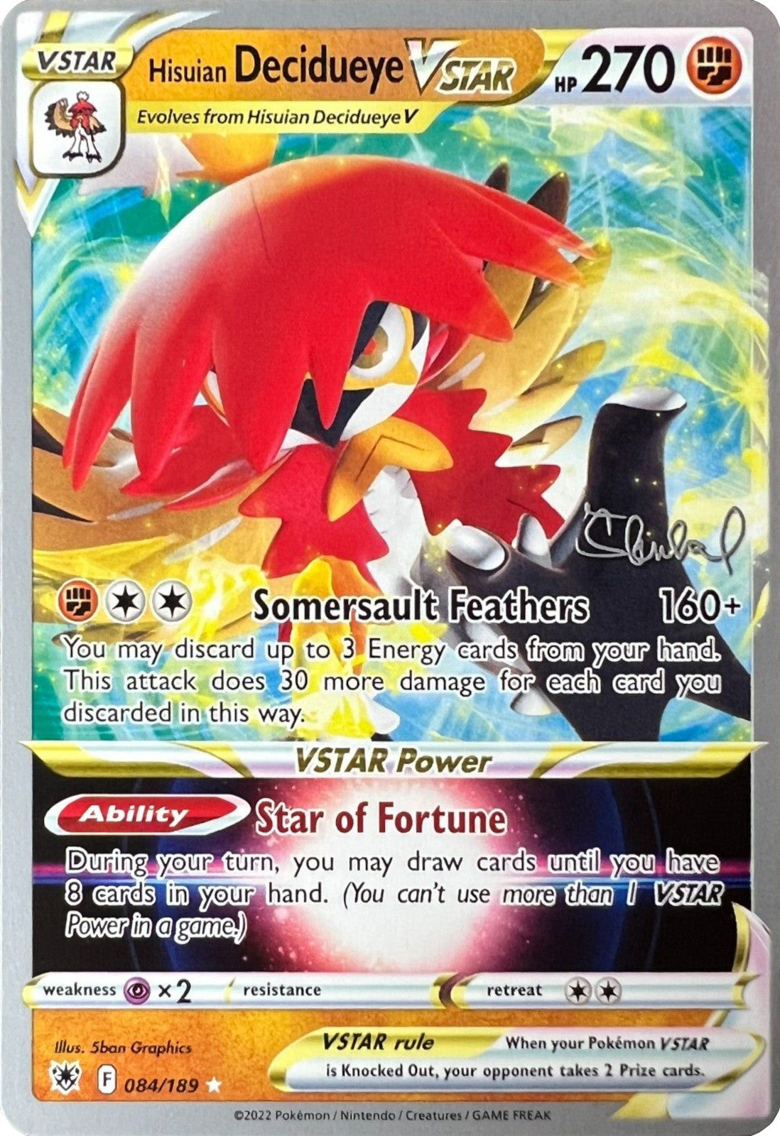 Hisuian Decidueye VSTAR (084/189) (ADP - Ondrej Skubal) [World Championships 2022] | Devastation Store