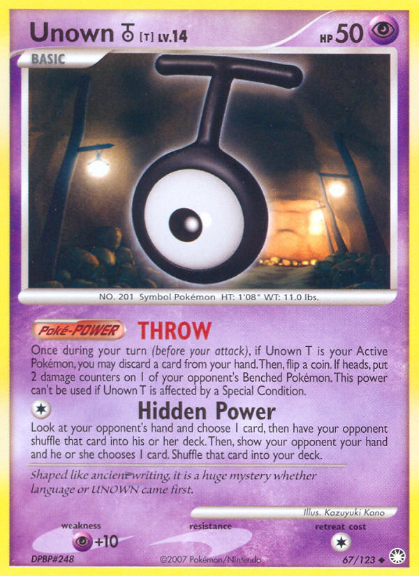 Unown T (67/123) [Diamond & Pearl: Mysterious Treasures] | Devastation Store