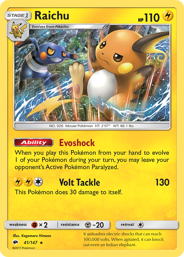 Raichu (41/147) [Sun & Moon: Burning Shadows] | Devastation Store