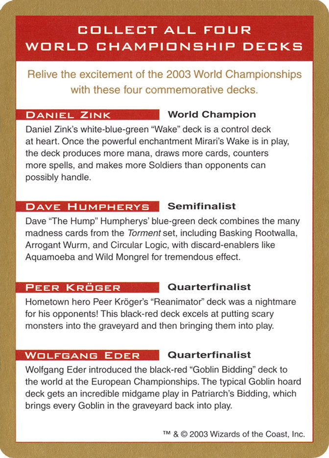 2003 World Championships Ad [World Championship Decks 2003] | Devastation Store