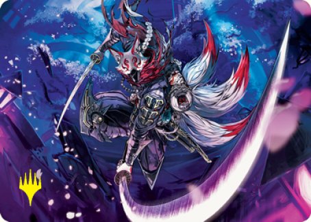 Blade-Blizzard Kitsune Art Card (Gold-Stamped Signature) [Kamigawa: Neon Dynasty Art Series] | Devastation Store