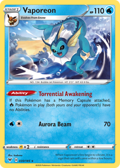 Vaporeon (030/185) [Sword & Shield: Vivid Voltage] | Devastation Store