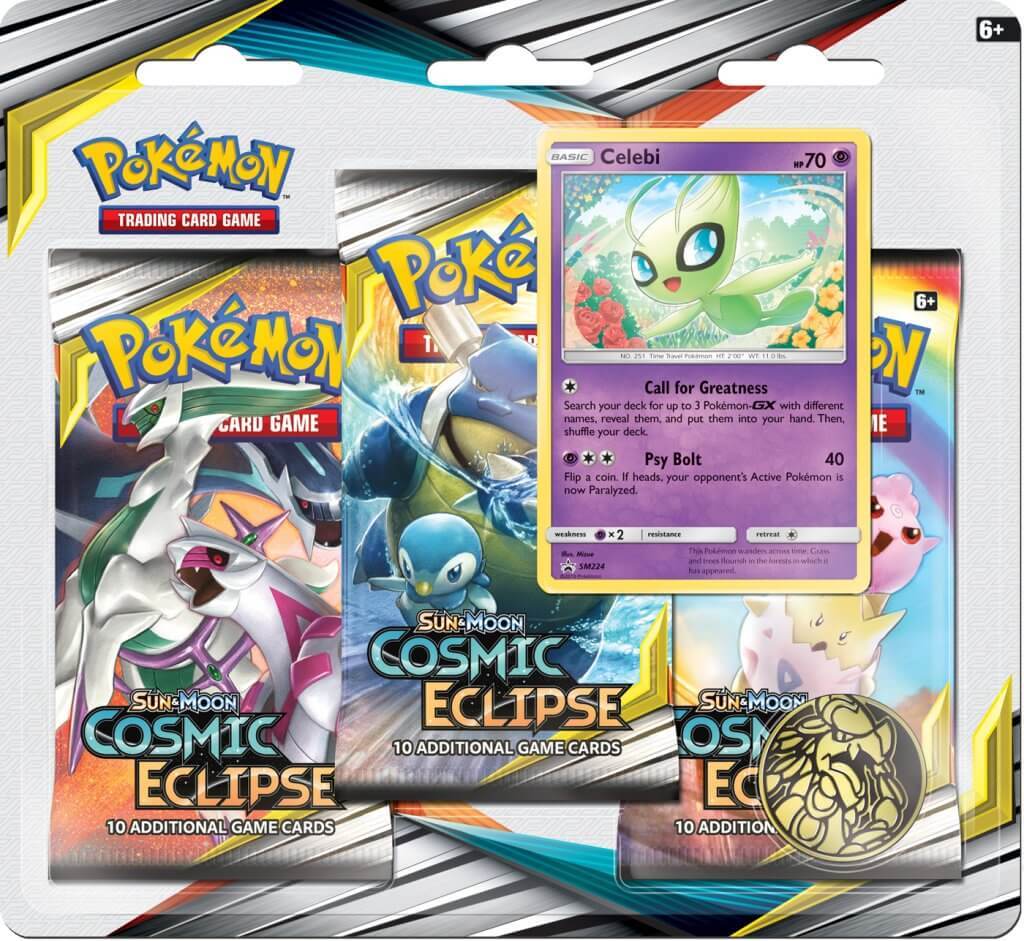 POKÉMON TCG Cosmic Eclipse Three Booster Blister - Celebi - Devastation Store | Devastation Store